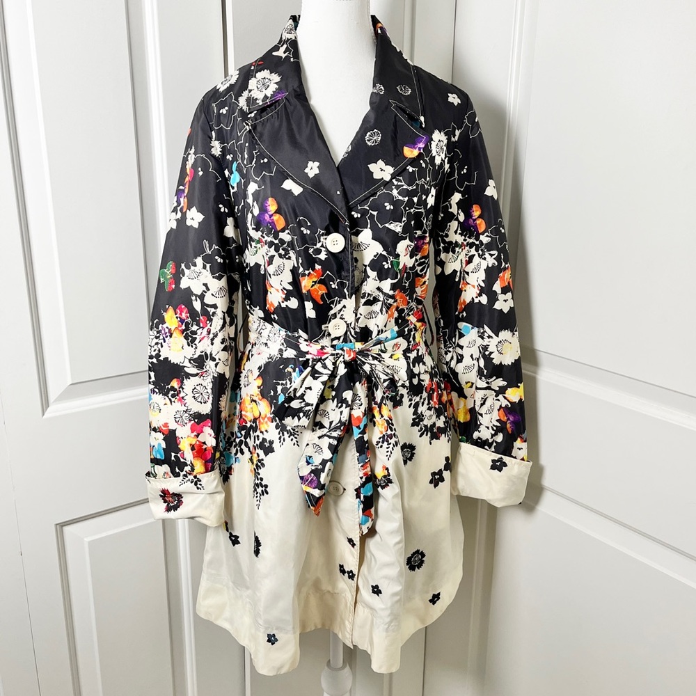 Desigual Black and Orange Trench Coat with Tailored Silhouette